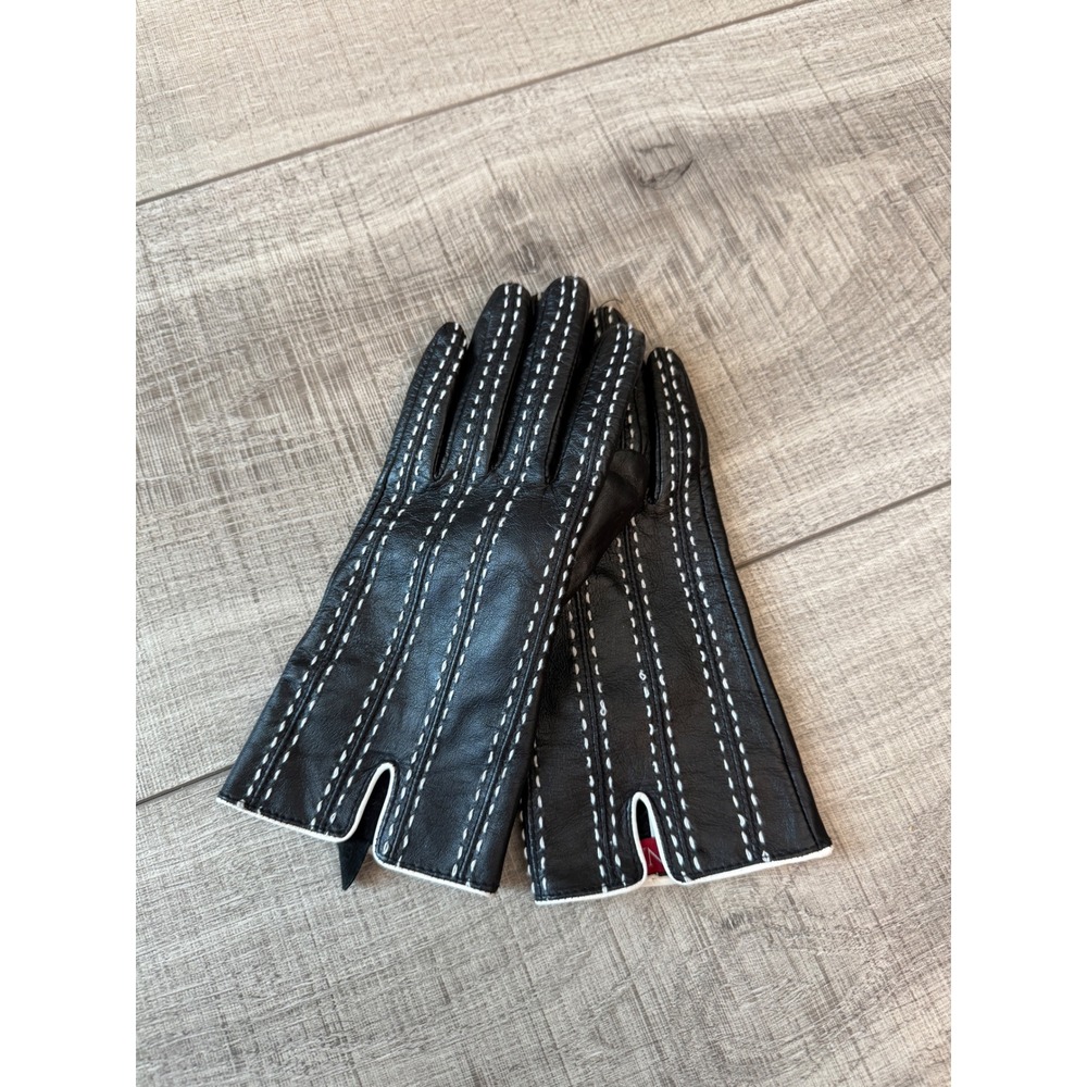 Merona Black Gloves White Contrast Stitching Small Medium